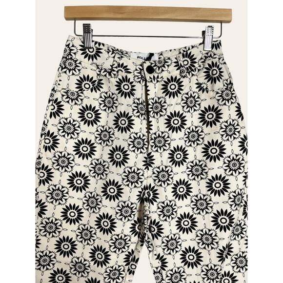 ROLLA’s Retro Plaza Cream Floral High Waist Boot Cut Crop Pants Size 6 Short - Picture 10 of 10